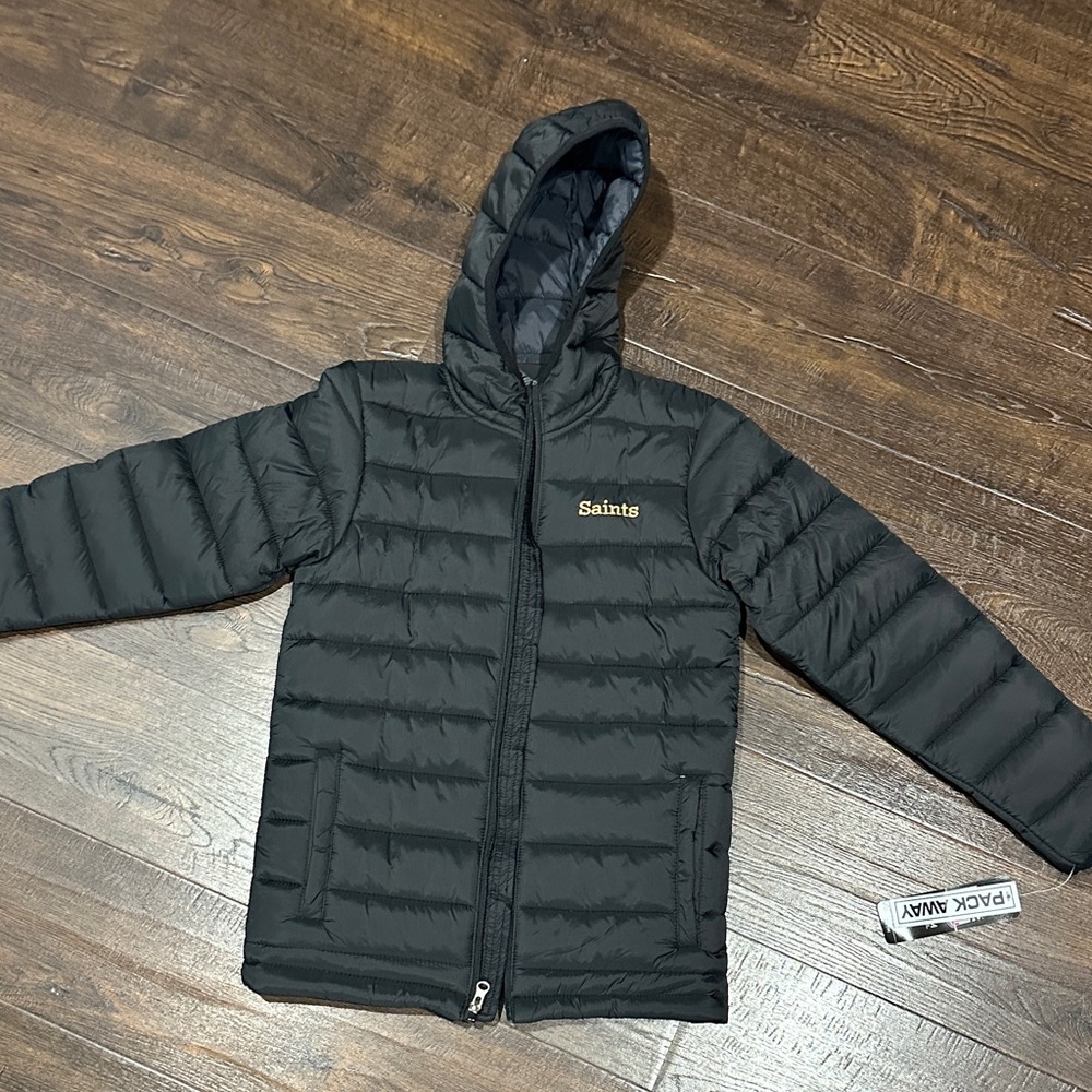 Kids Puffer NFL team apparel Saints Jacket - Black new with tags never worn!